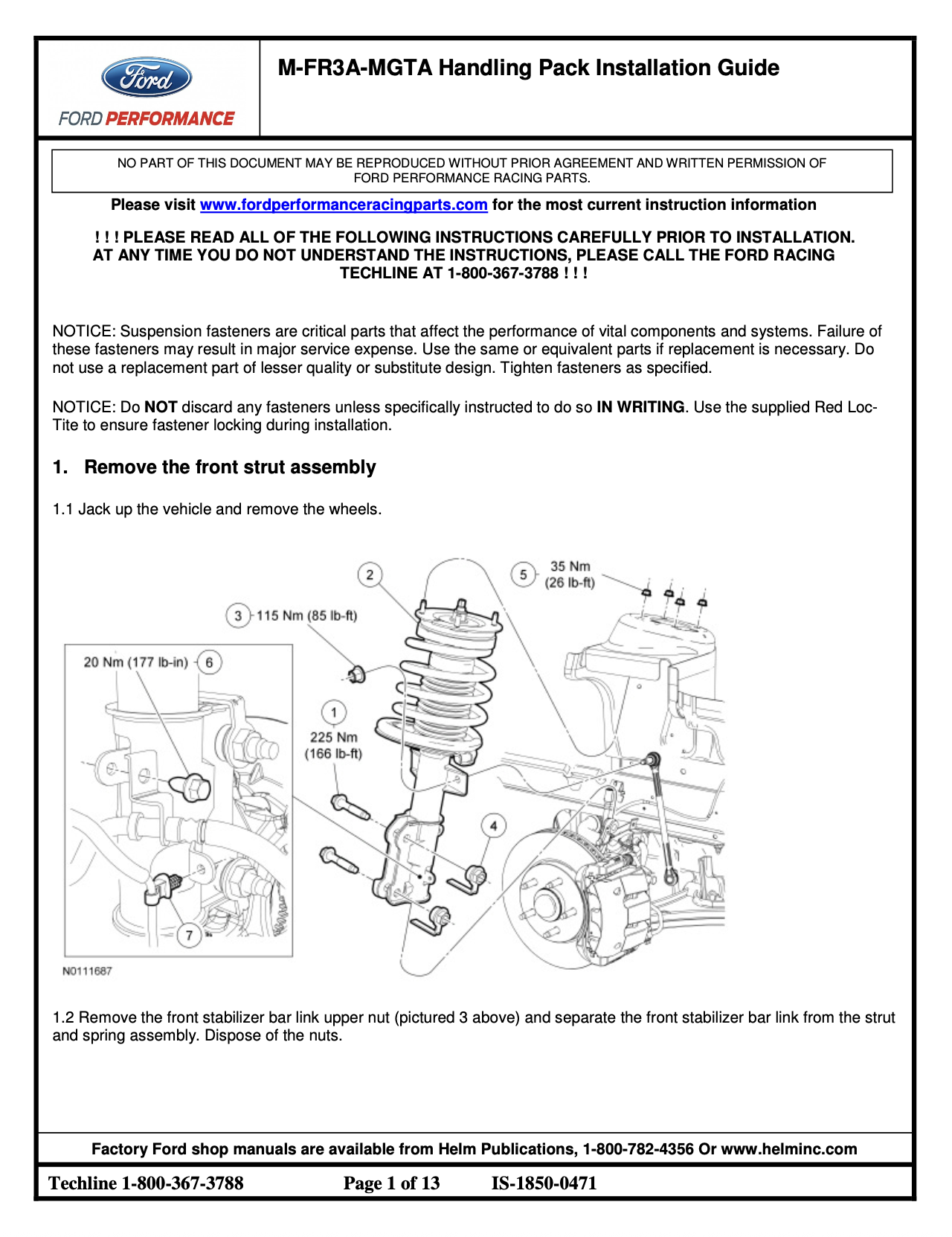 Ford Racing Handling Pack install guide cover